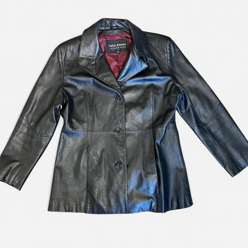 Vintage leather jacket 80s 1980s Women's coat 90s 100% Wilson’s leather size L